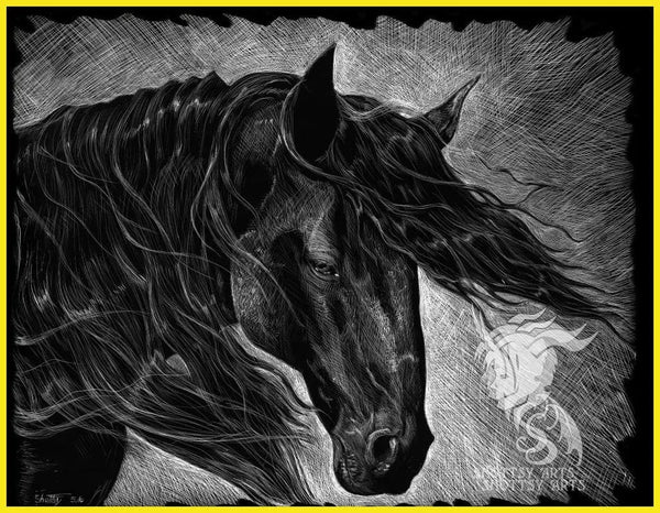 Scratchboard Horse Shottsy Arts